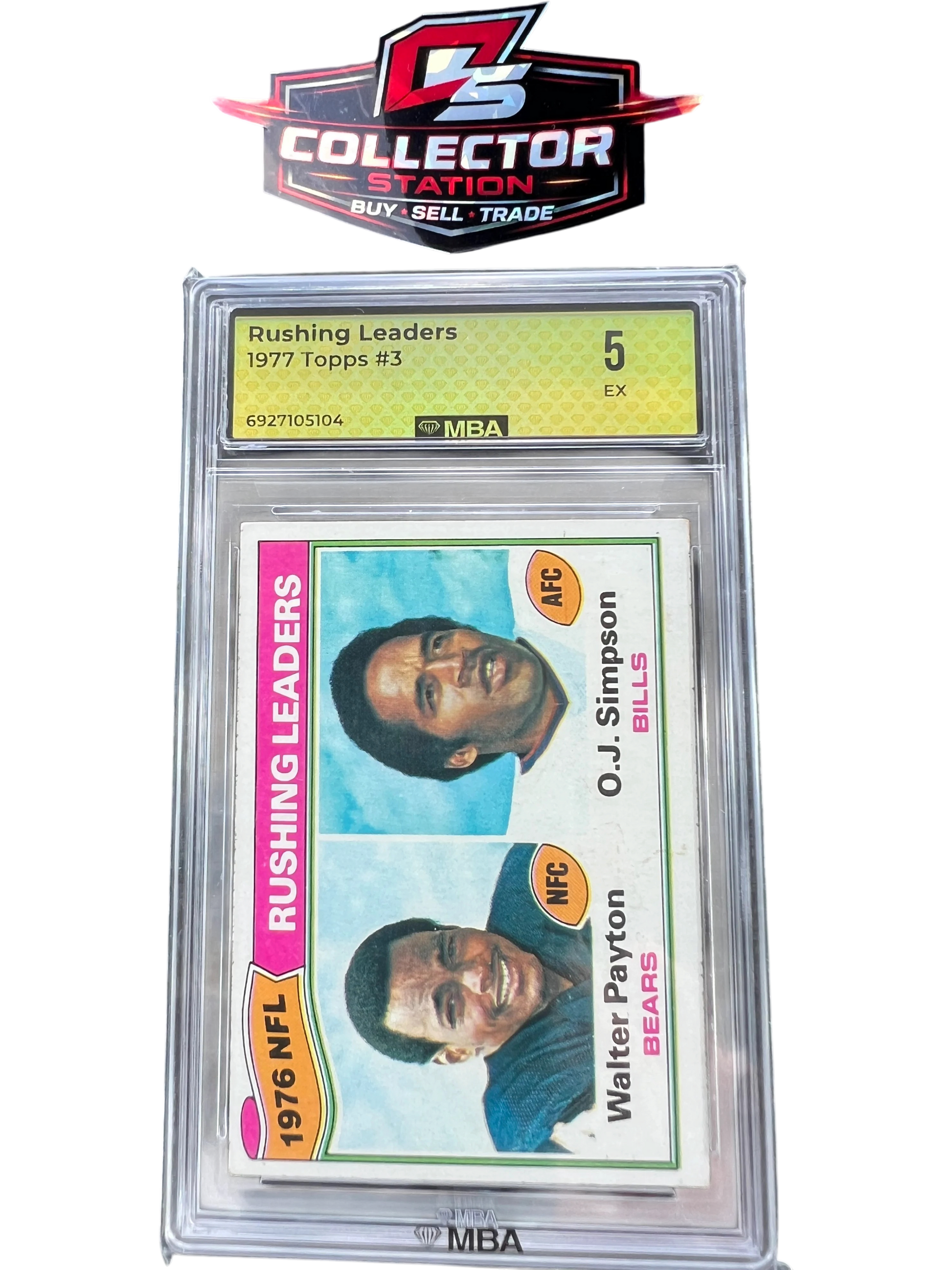 Topps 1977 Rushing Leader OJ Simpson & Walter Payton #3 MBA 5 — normalized