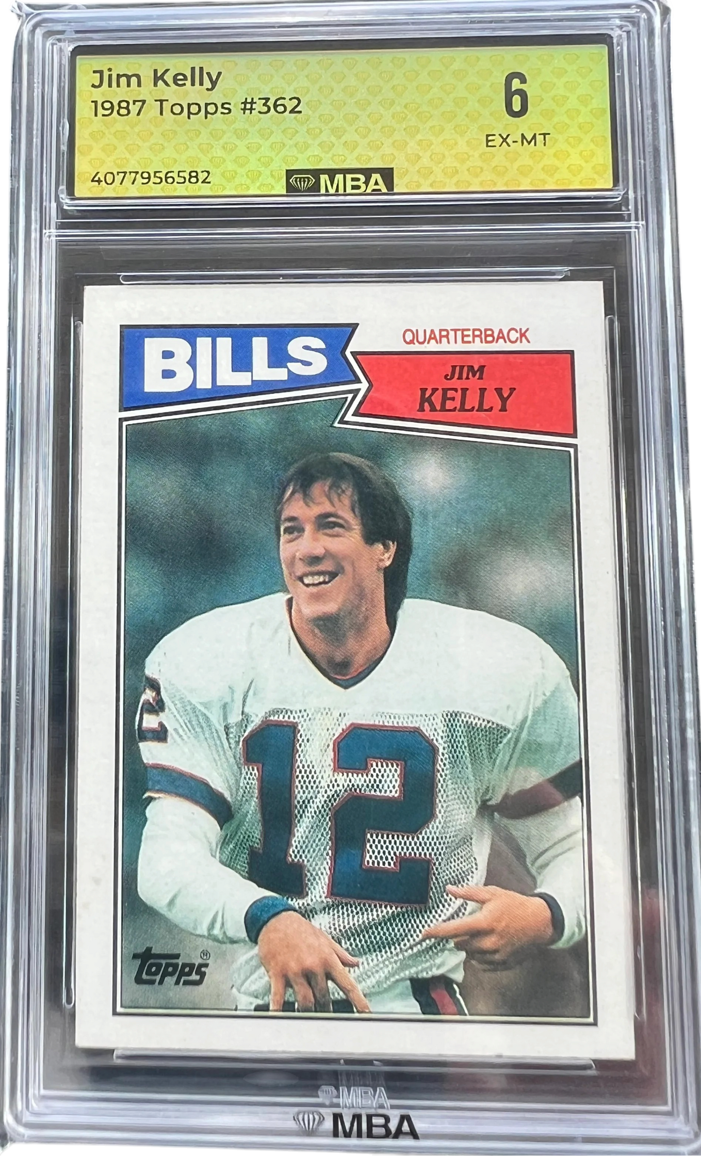 Topps 1987 Jim Kelly #362 MBA 6 — normalized