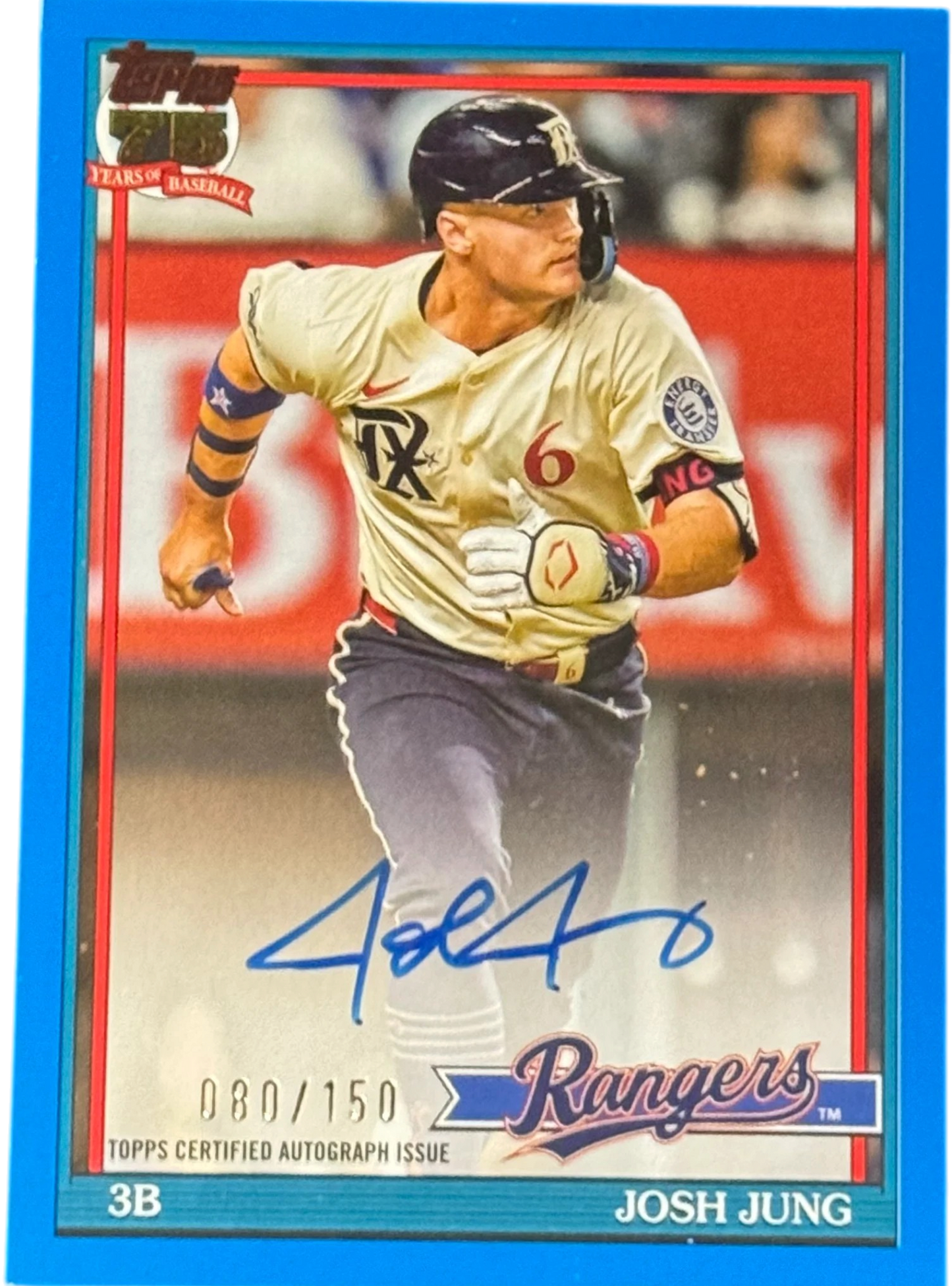 Topps 2026 Series 1 Josh Jung Rangers Blue Auto 1991 Insert #91A-JJU /150 — normalized