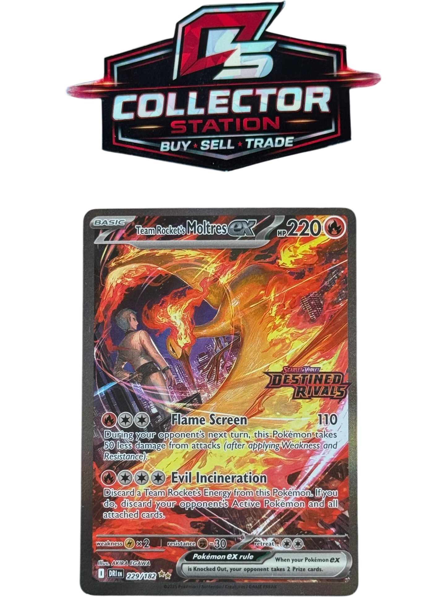 Team Rocket's Moltres ex - 229/182 (Destined Rivals Stamp) — normalized