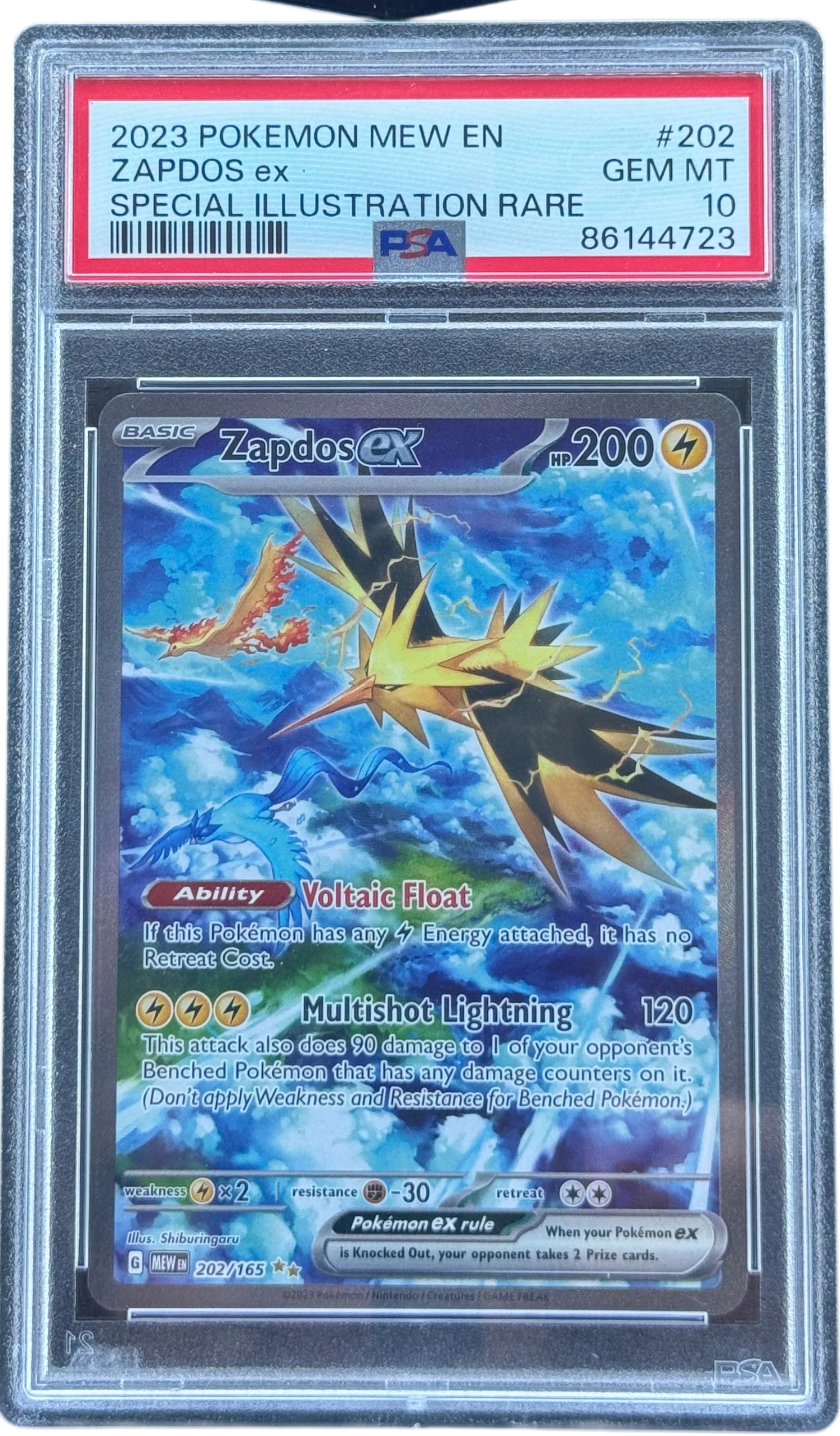Zapdos ex - 202/165 - SV: Scarlet & Violet 151 (MEW) PSA 10 — normalized