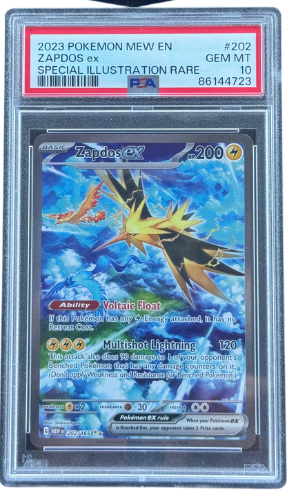Zapdos ex - 202/165 - SV: Scarlet & Violet 151 (MEW) PSA 10 — normalized